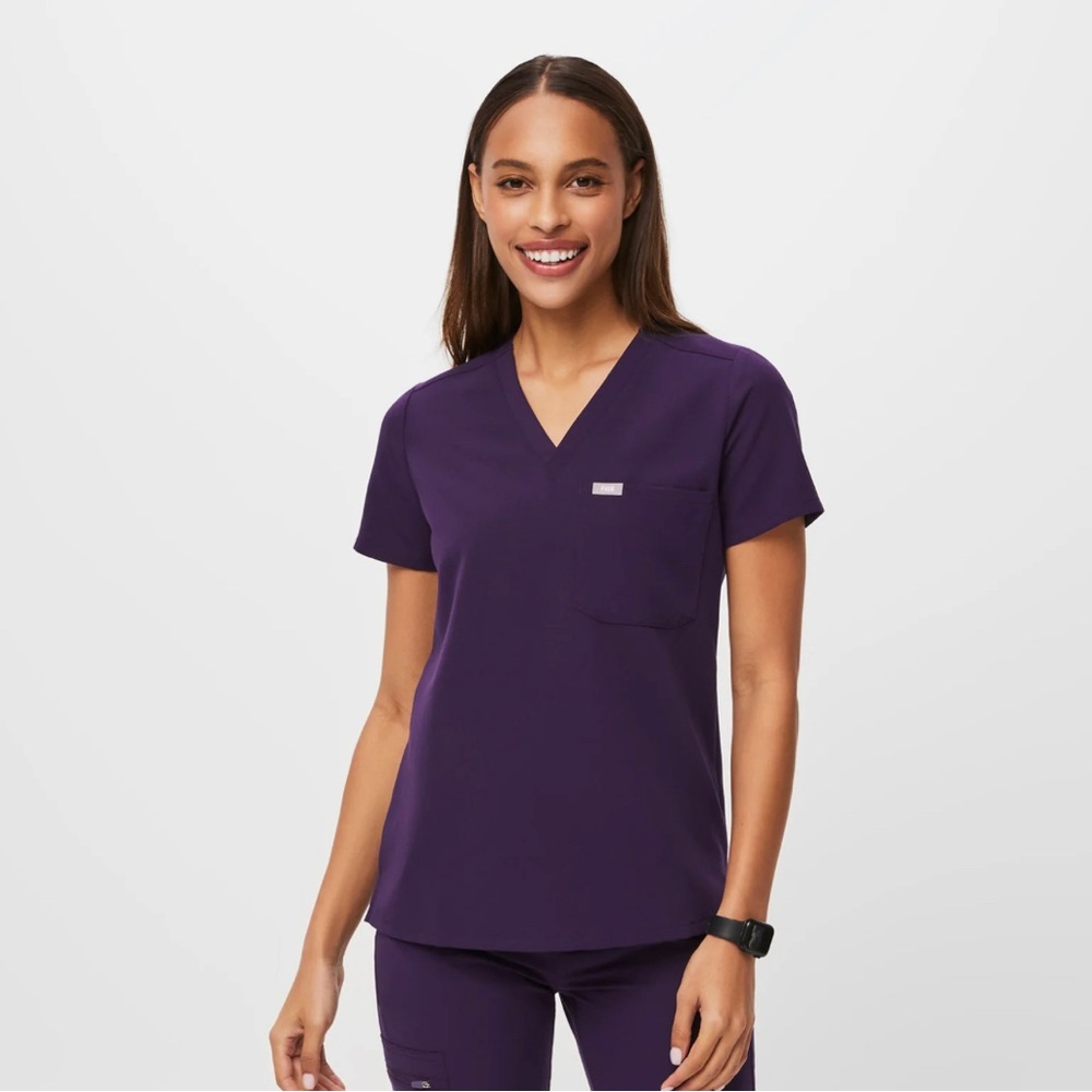 Figs One-Pocket Scrub Top- Purple Jam; XXS